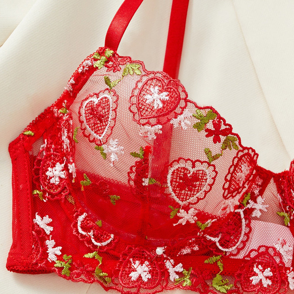 Ladies Heart Embroidery sexy 2PCS Lingerie Set SKLG4130