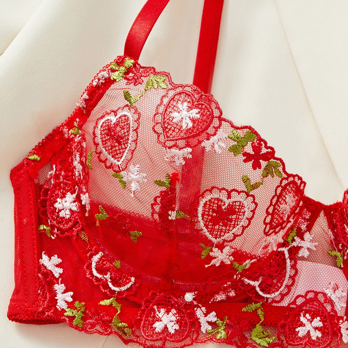 Ladies Heart Embroidery sexy 2PCS Lingerie Set SKLG4130