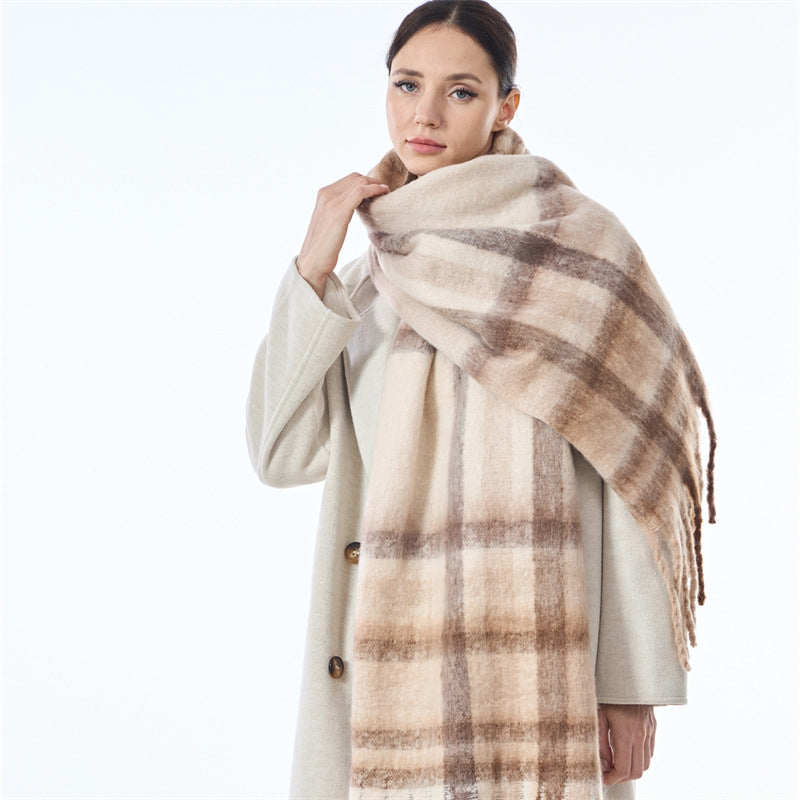 Laides Plaid Color Block Everyday Scarf SKAS4203