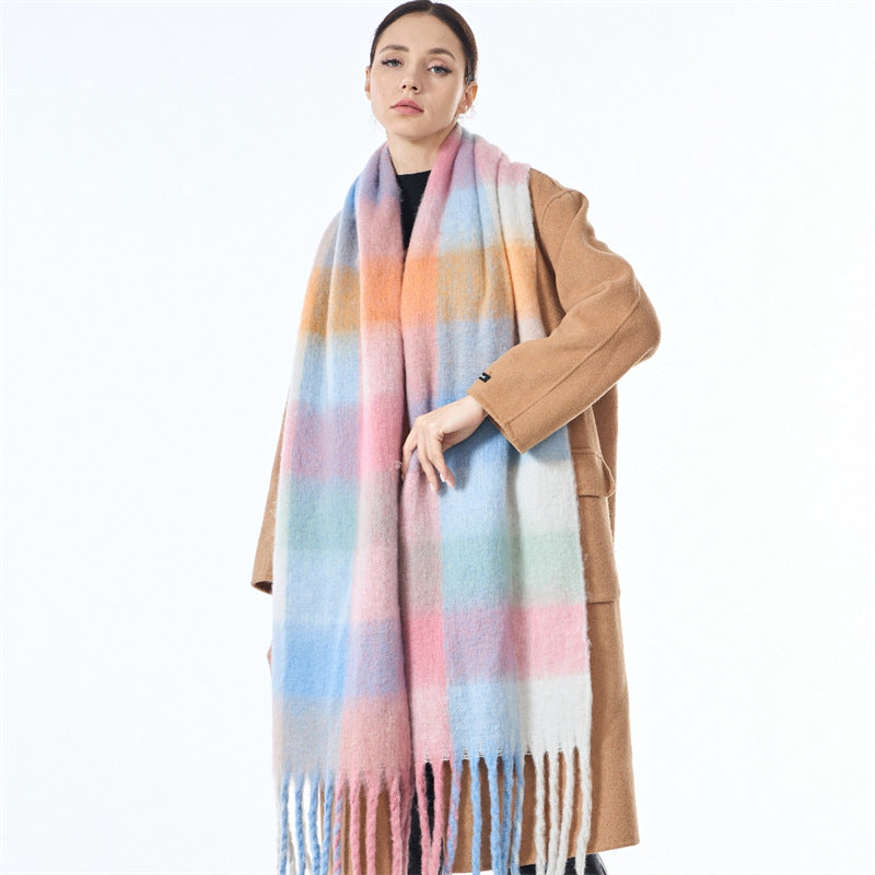 Ladies Color Block AC Plaid Daily Scarf SKAS4201