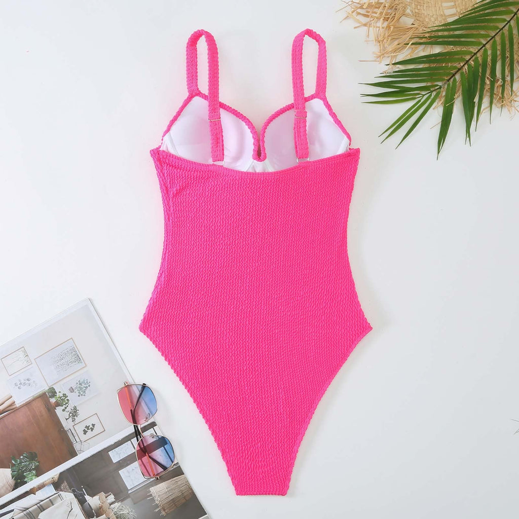 Ladies Wrinkle Basic One Piece Swimwear SKSW40156
