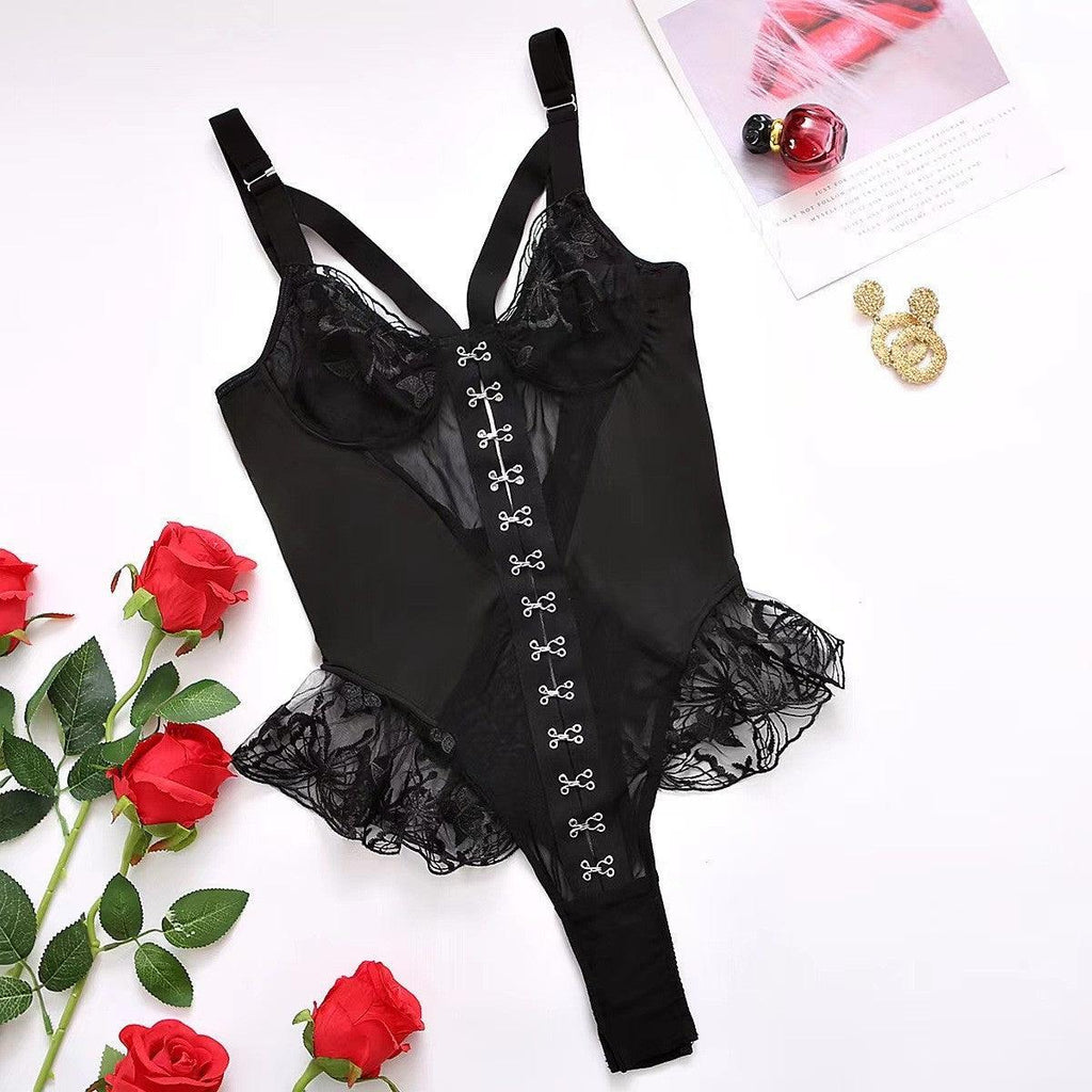 Ladies Sexy Floral Embroidery Silver Hook Teddy SKLG4021