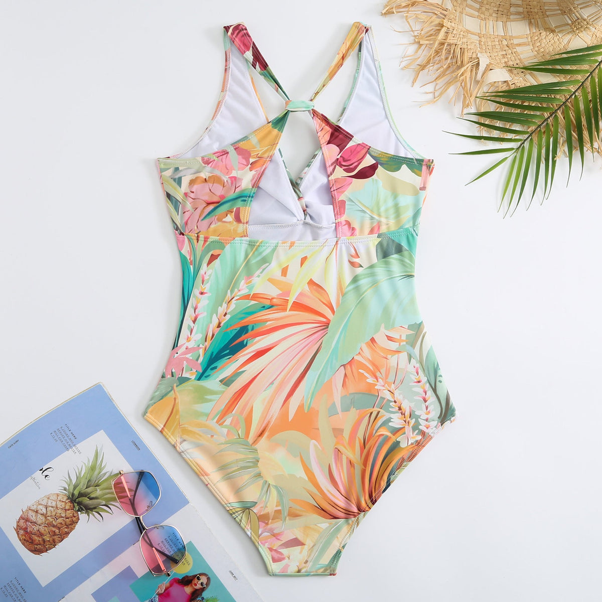 Ladies Floral Print One Piece with Cover SKSW40138