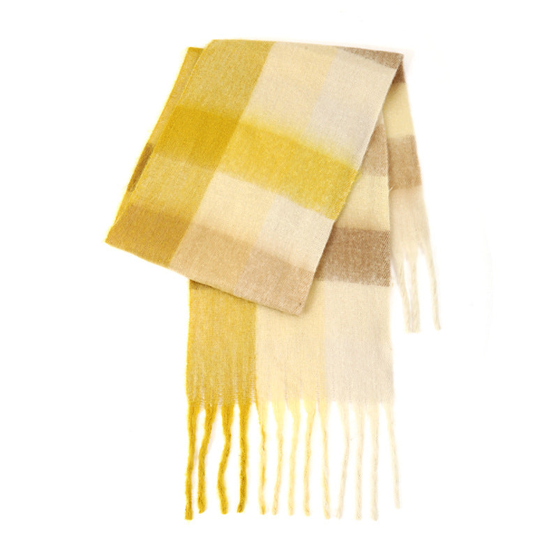 Ladies Color Block AC Plaid Daily Scarf SKAS4201