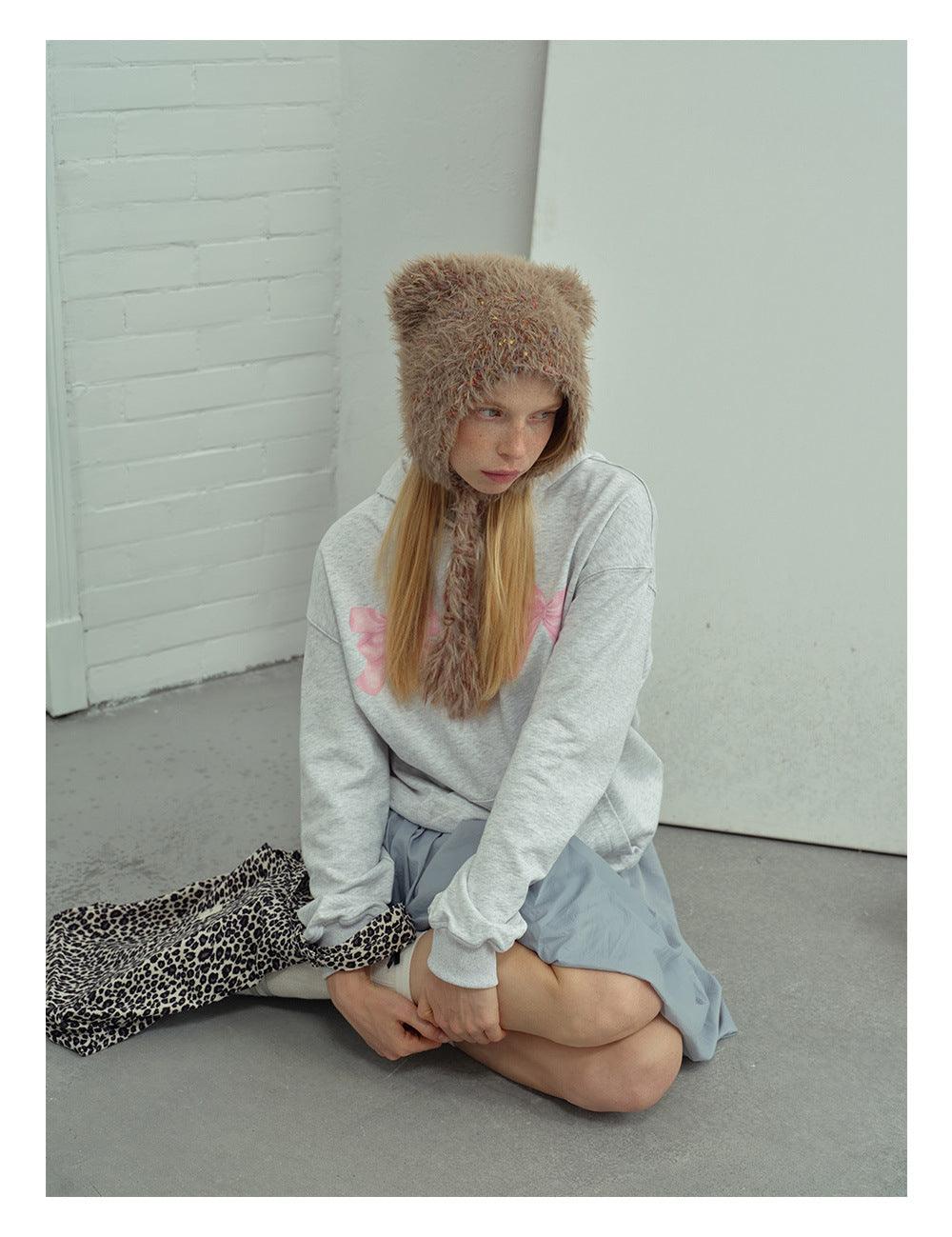 Solid Color Cute Sweet String Tie Knit Hat YH3050