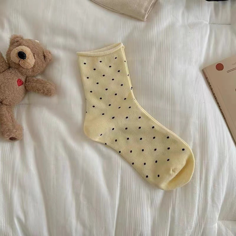 Ladies Polka Dot Knit Midi Socks SKAS50017