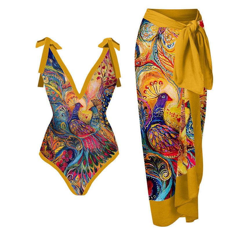 Ladies One Piece with Salong Cover Swimsuit SKSW40080ST