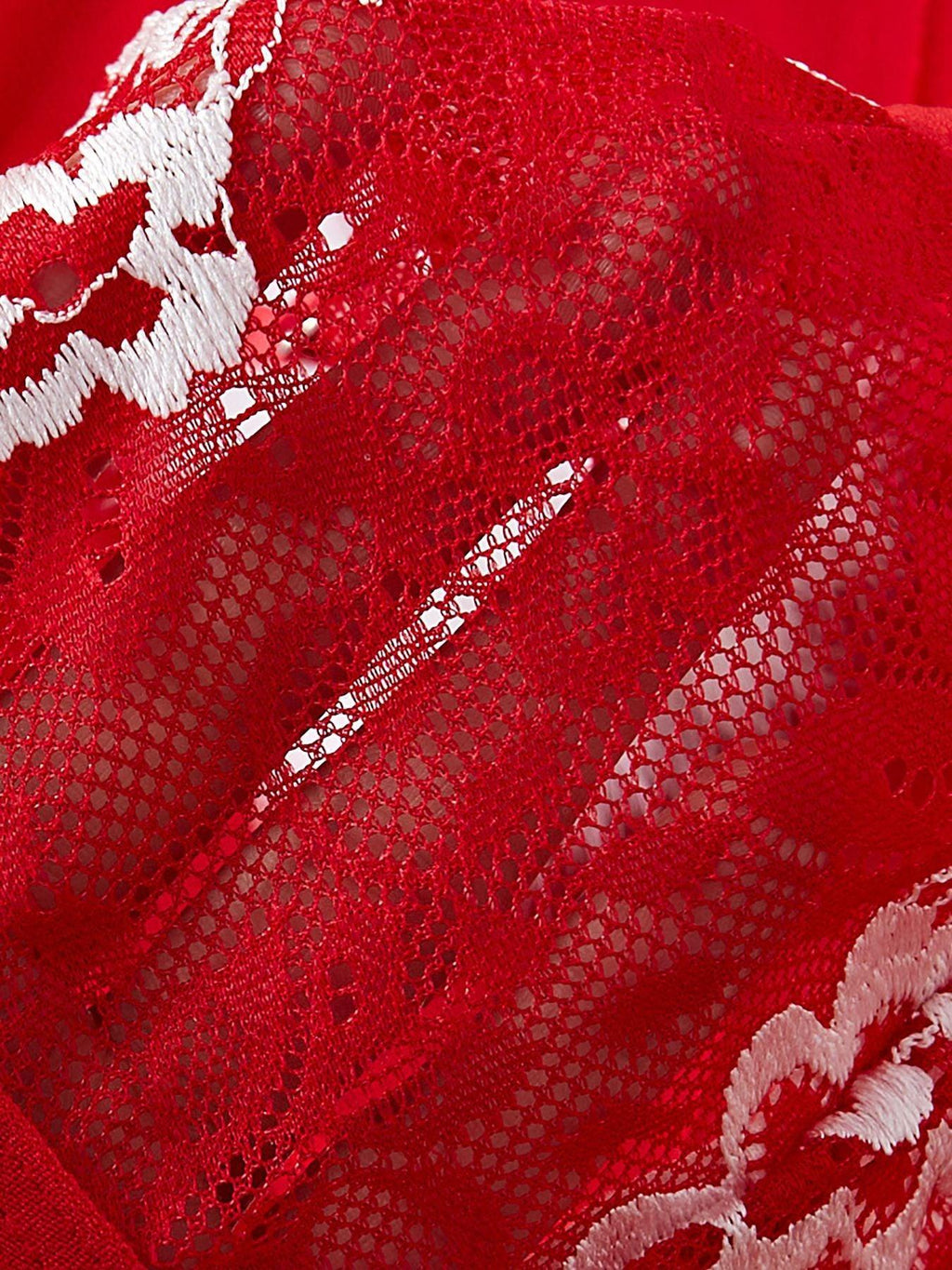 Ladies Merry Christmas Fluffy Floral Lace Chemise Set SKLG4008
