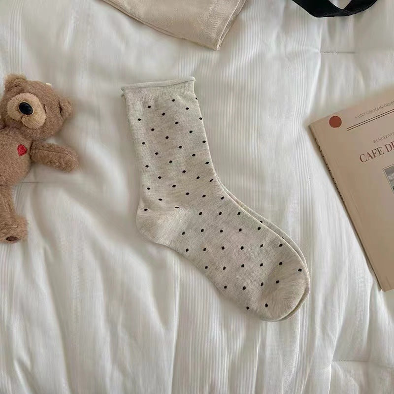 Ladies Polka Dot Knit Midi Socks SKAS50017