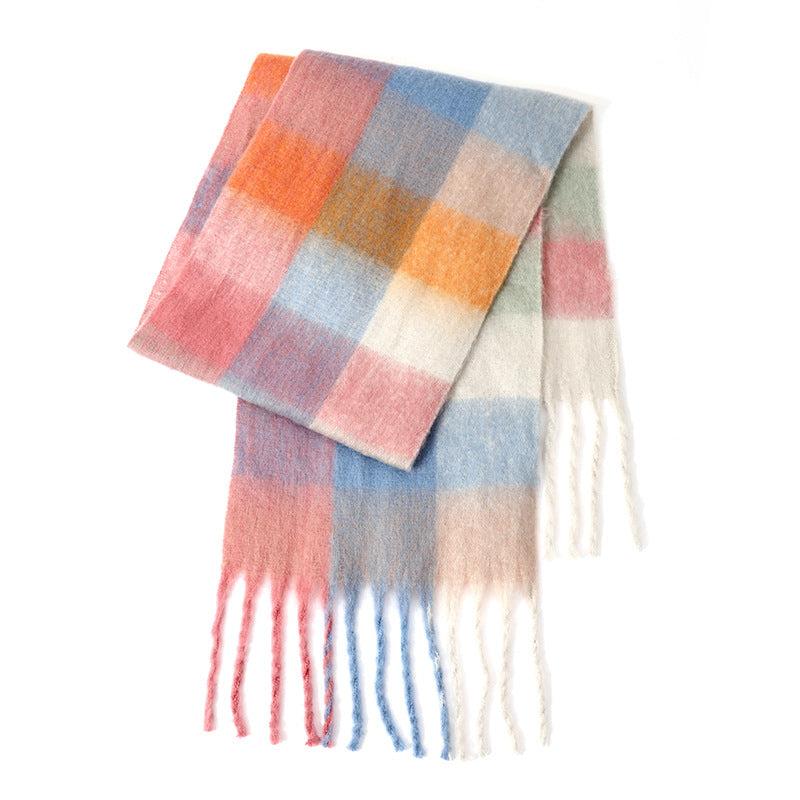 Ladies Color Block AC Plaid Daily Scarf SKAS4201