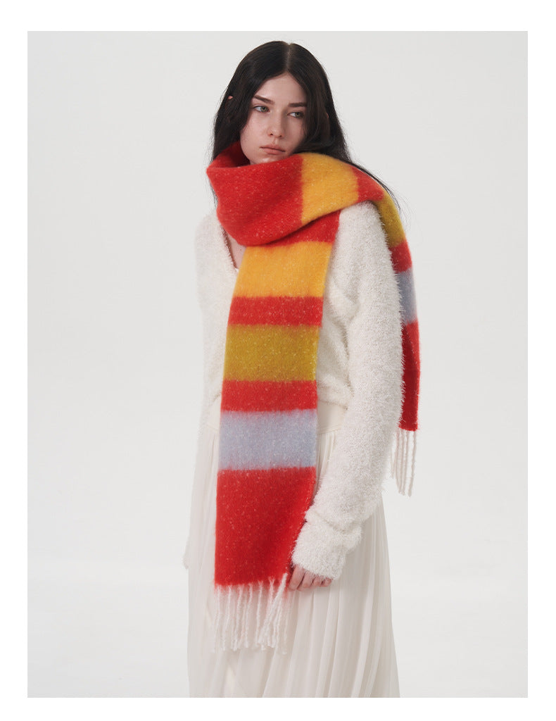 Ladies Color Block Stripe Everyday Scarf SKAS4196