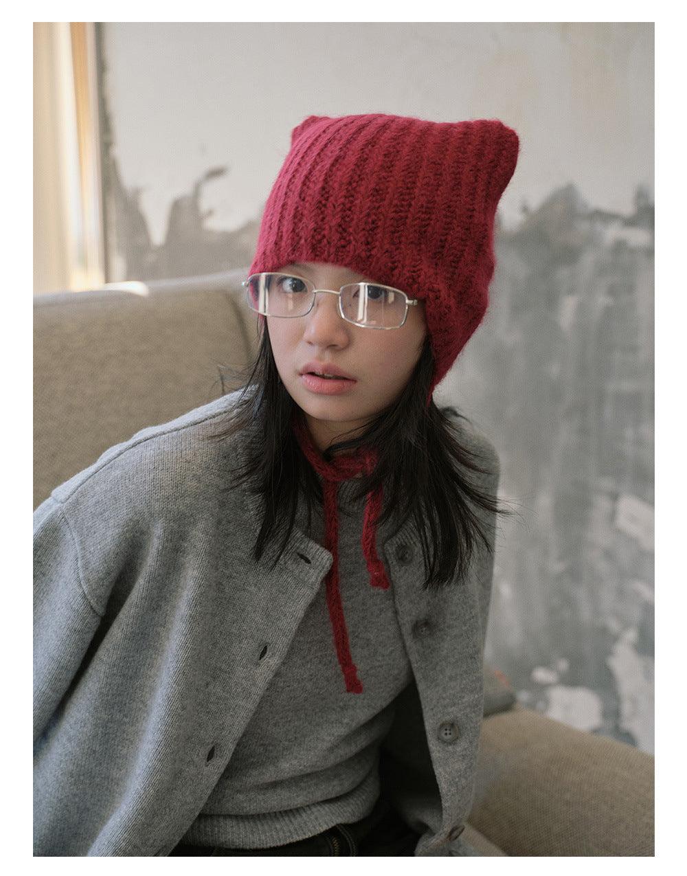 Ladies Solid Color Cat Ears Hat YH4049