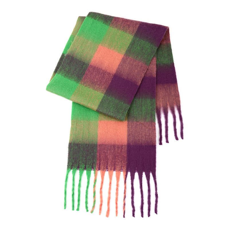 Ladies Color Block AC Plaid Daily Scarf SKAS4201
