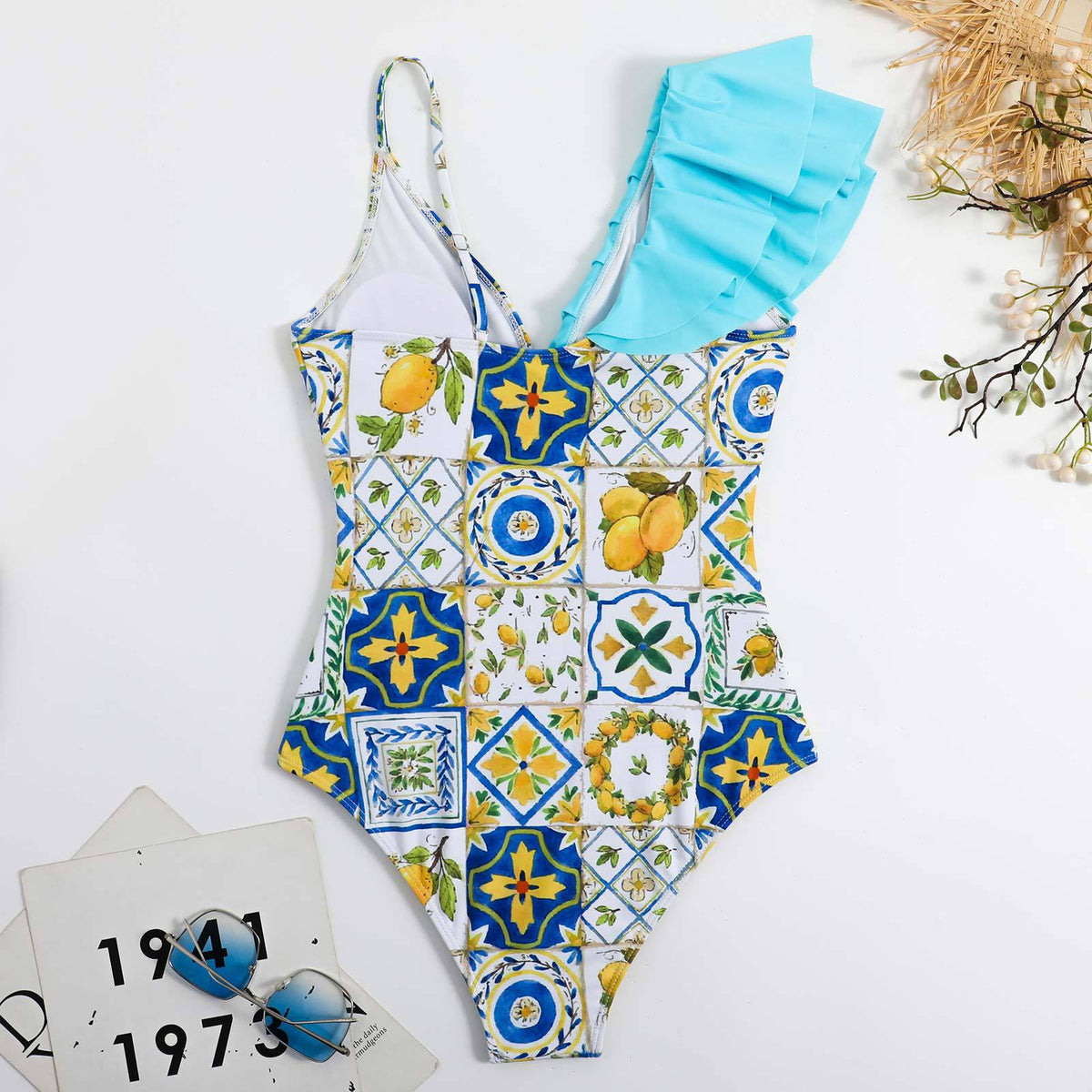 One Ruffle Shoulder One Piece with Cover SKSW40128
