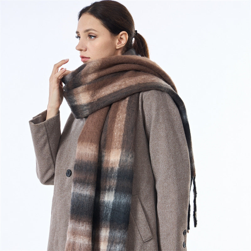 Laides Plaid Color Block Everyday Scarf SKAS4203