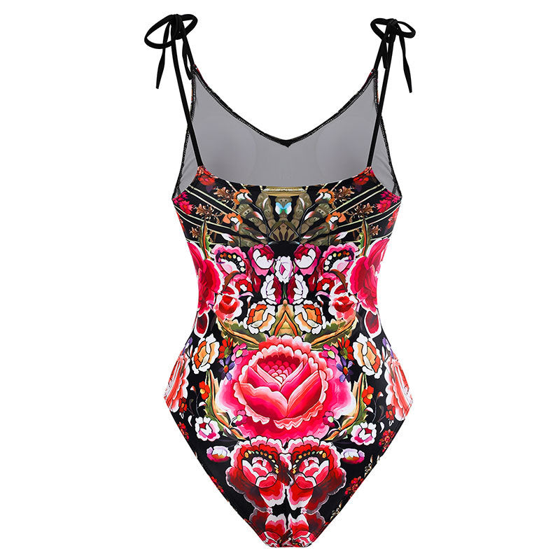 Two Shoulder One Piece Swimwear with Salong SKSW40114