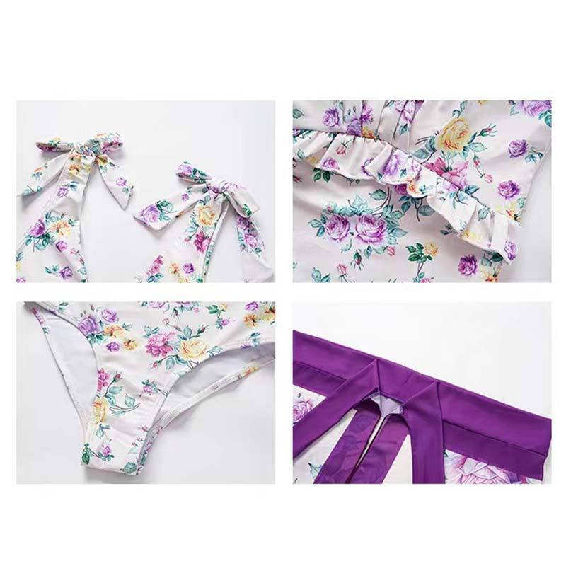 Floral print one piece swimwear with salong SKSW40122