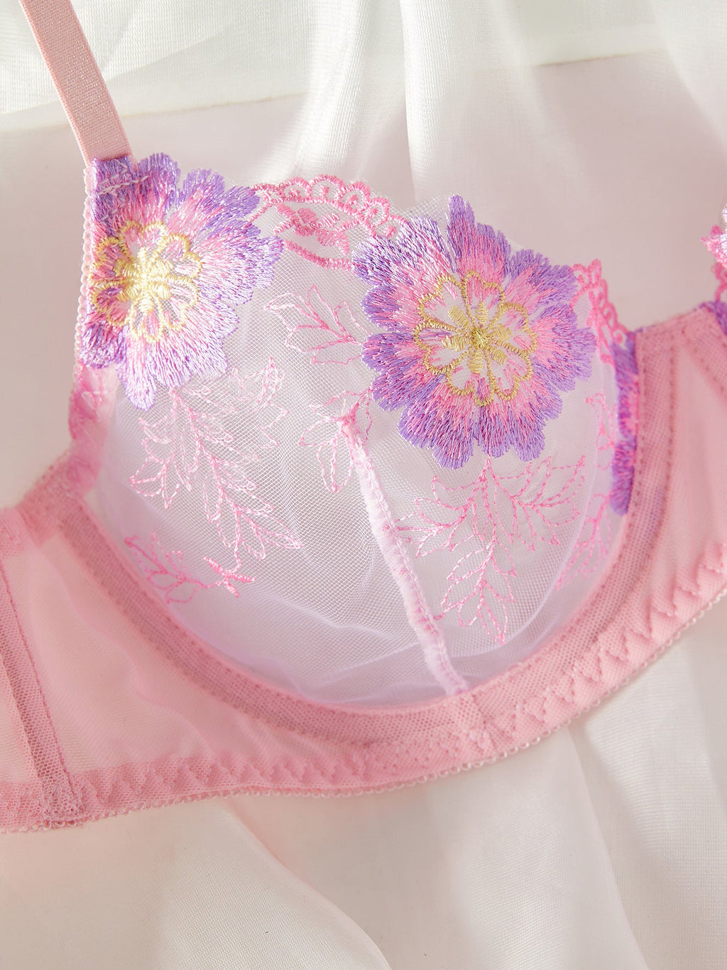 Ladies Floral Embroidery 2PCS Lingerie Set SKLG4164