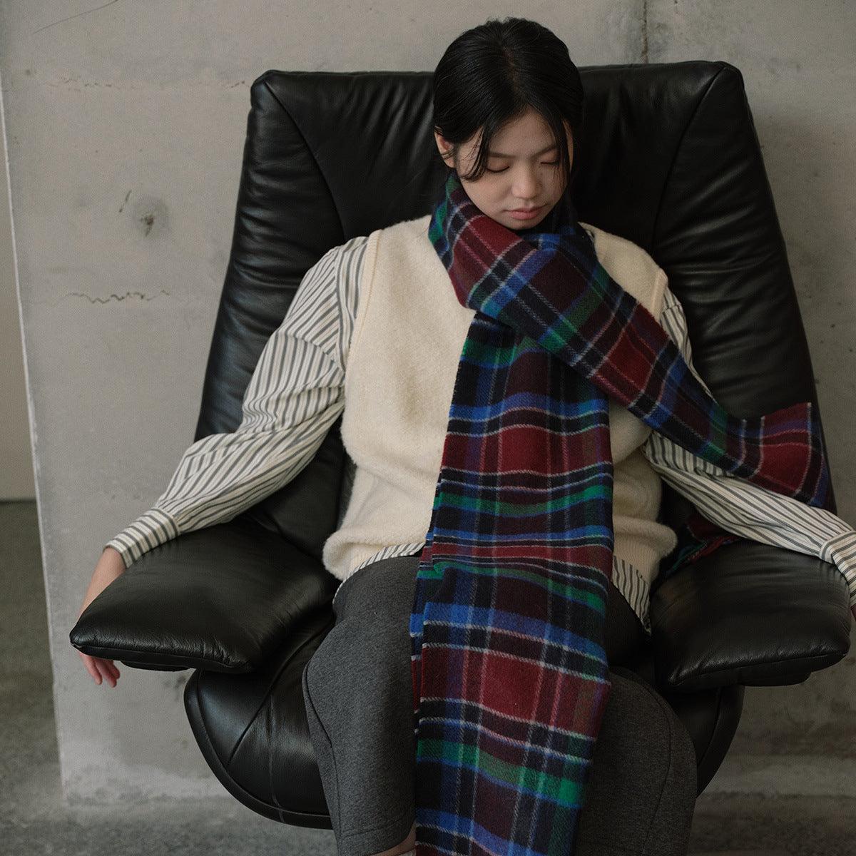 Ladies Color Blocks Check Scarf YN030