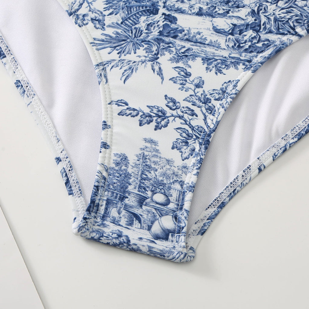 Ladies Floral Print One Piece with Cover SKSW40138