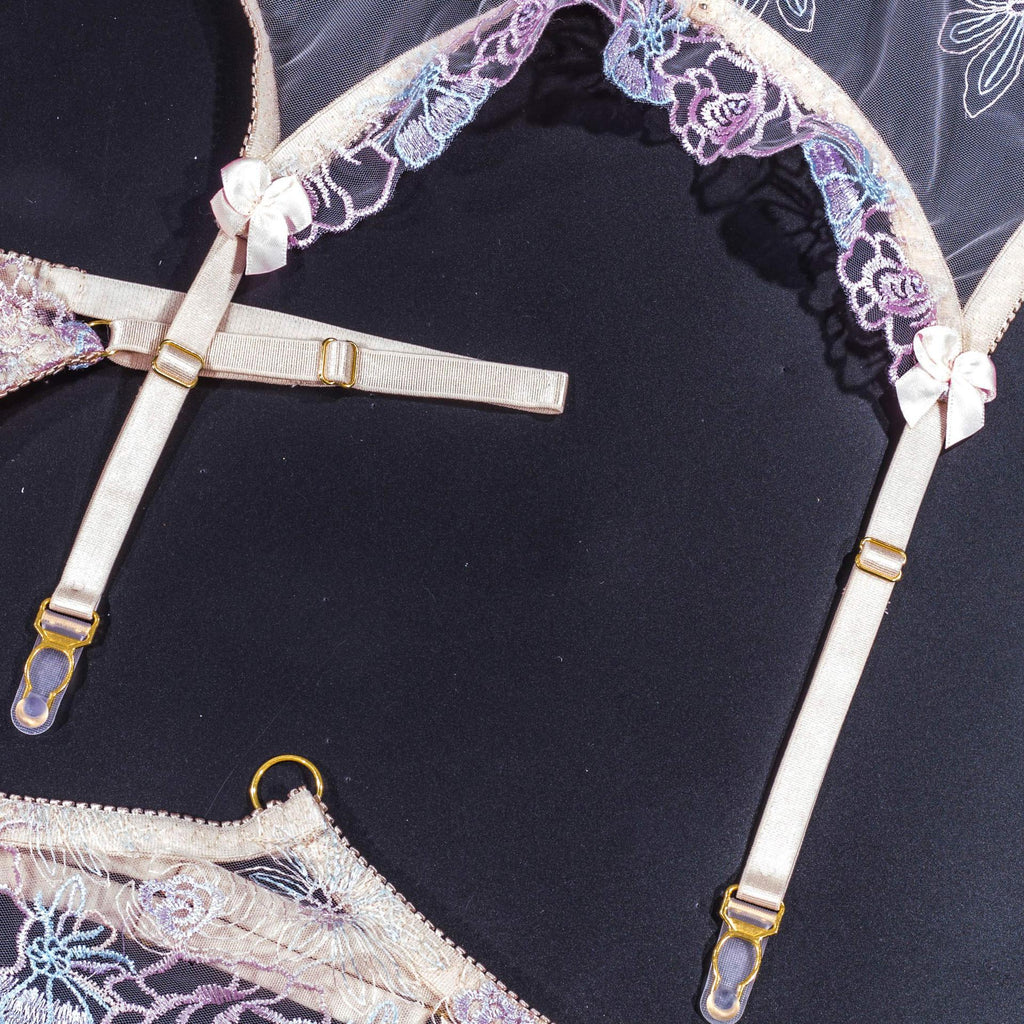 Ladies Floral Embroidery 3PCS Lingerie Set SKLG4102