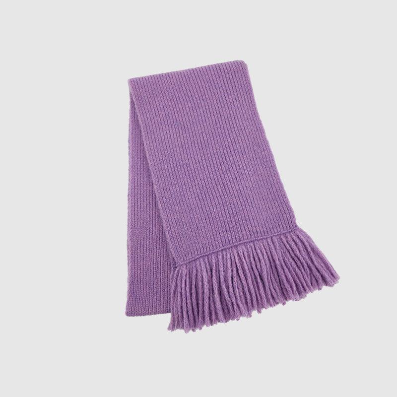 Ladies Solid Color Kint Tassel Scarves YW3036