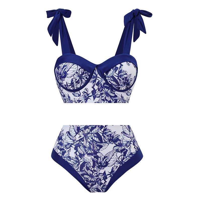 Butterfly Tiger Strape Shoulder Bikini Set with Cover SKSW40117