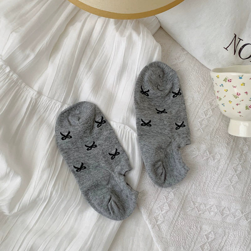 Ladies Tiny Bow Knit Everyday Boat Socks SKAS50001
