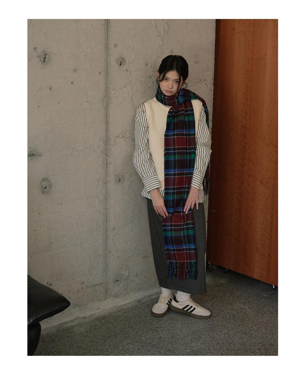 Ladies Color Blocks Check Scarf YN030