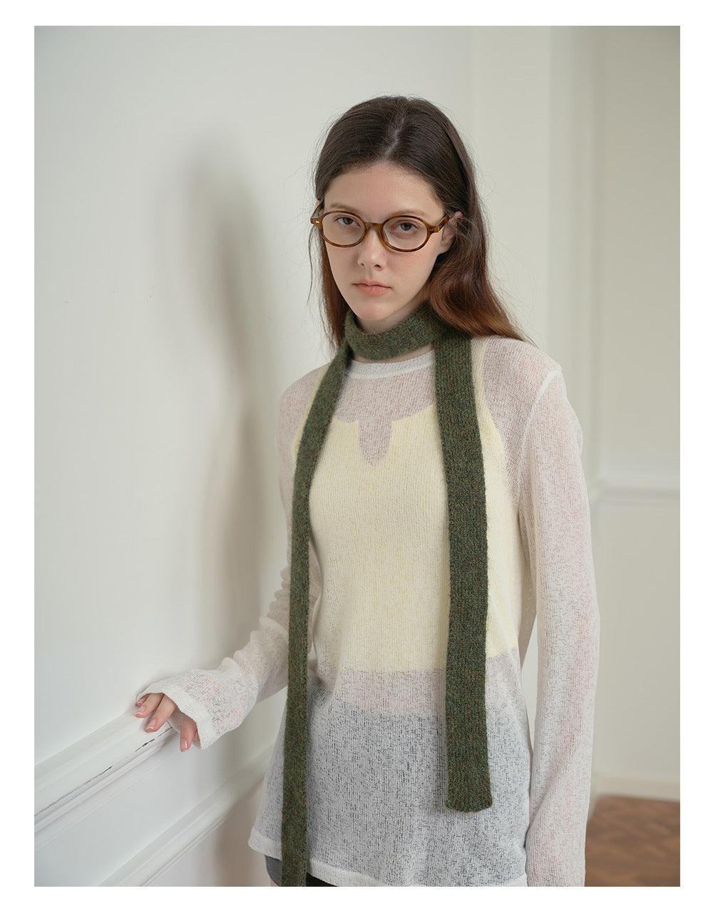 Ladies Solid Color Skinny Wool Scarves YW013
