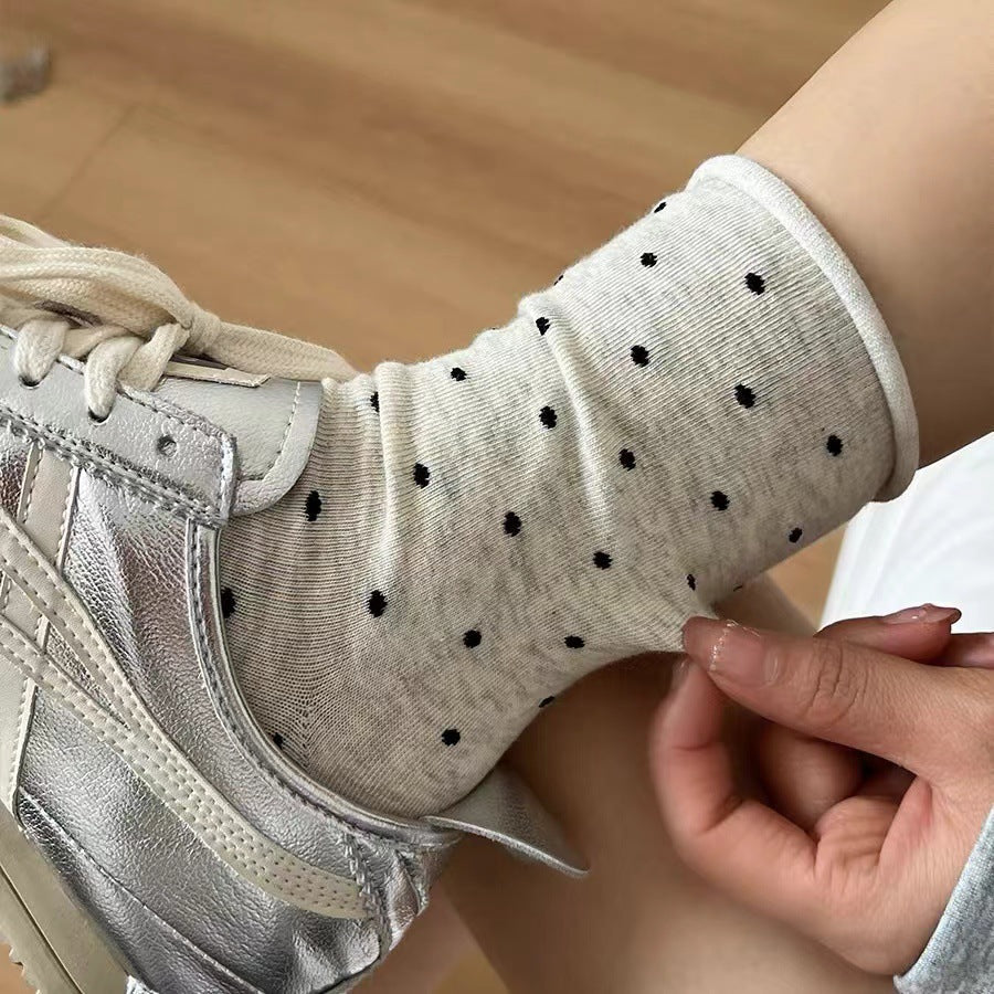 Ladies Polka Dot Knit Midi Socks SKAS50017