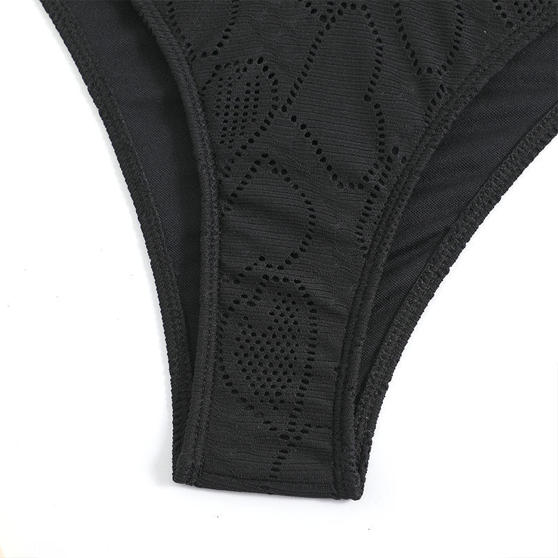 Ladies Eyelet Solid Color 2PCS Bikini Set SKSW40107