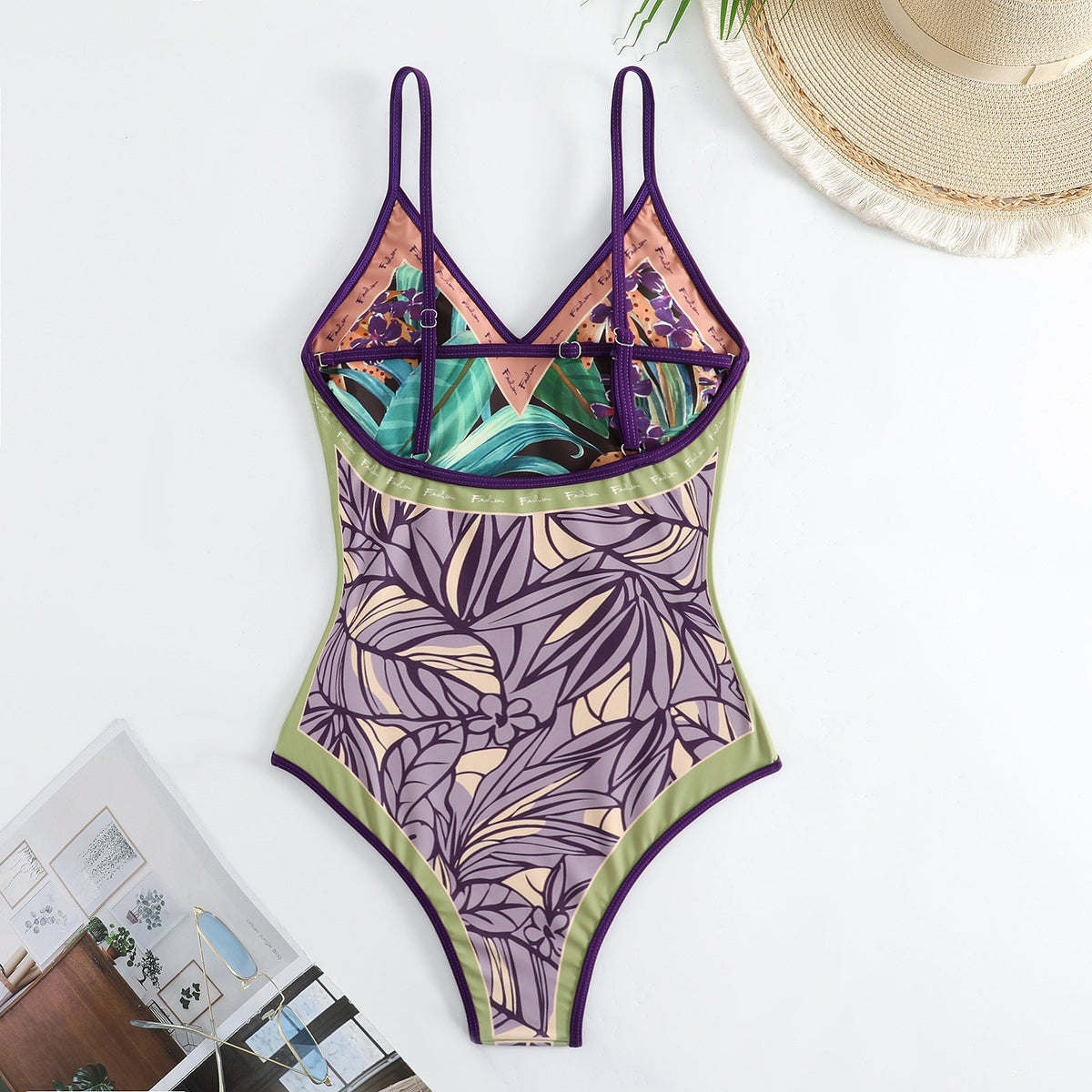Floral AB Side Reversible One Piece Swimwear SKSW40089T