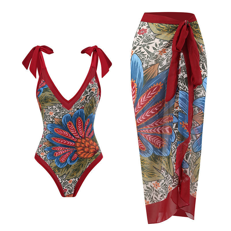 Ladies One Piece with Salong Cover Swimsuit SKSW40080ST