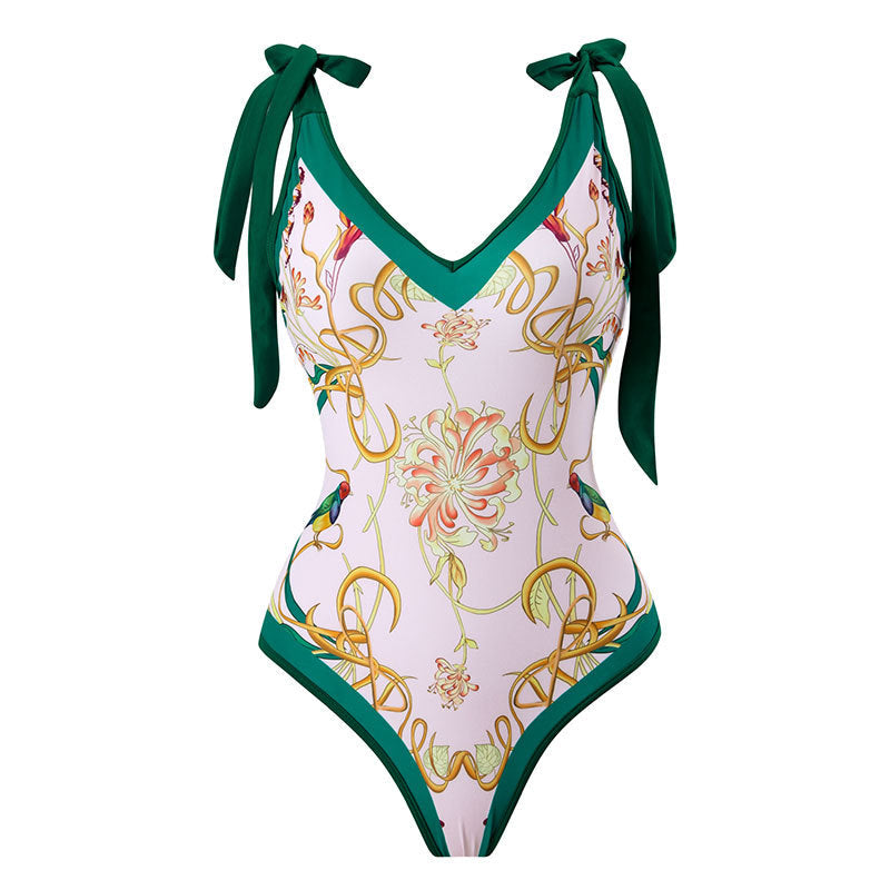 Ladies Strape Shoulder Print One Piece Swimwear SKSW40080T