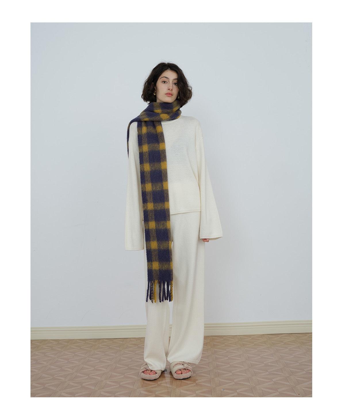 Ladies Color Blocks Check Scarf YN016