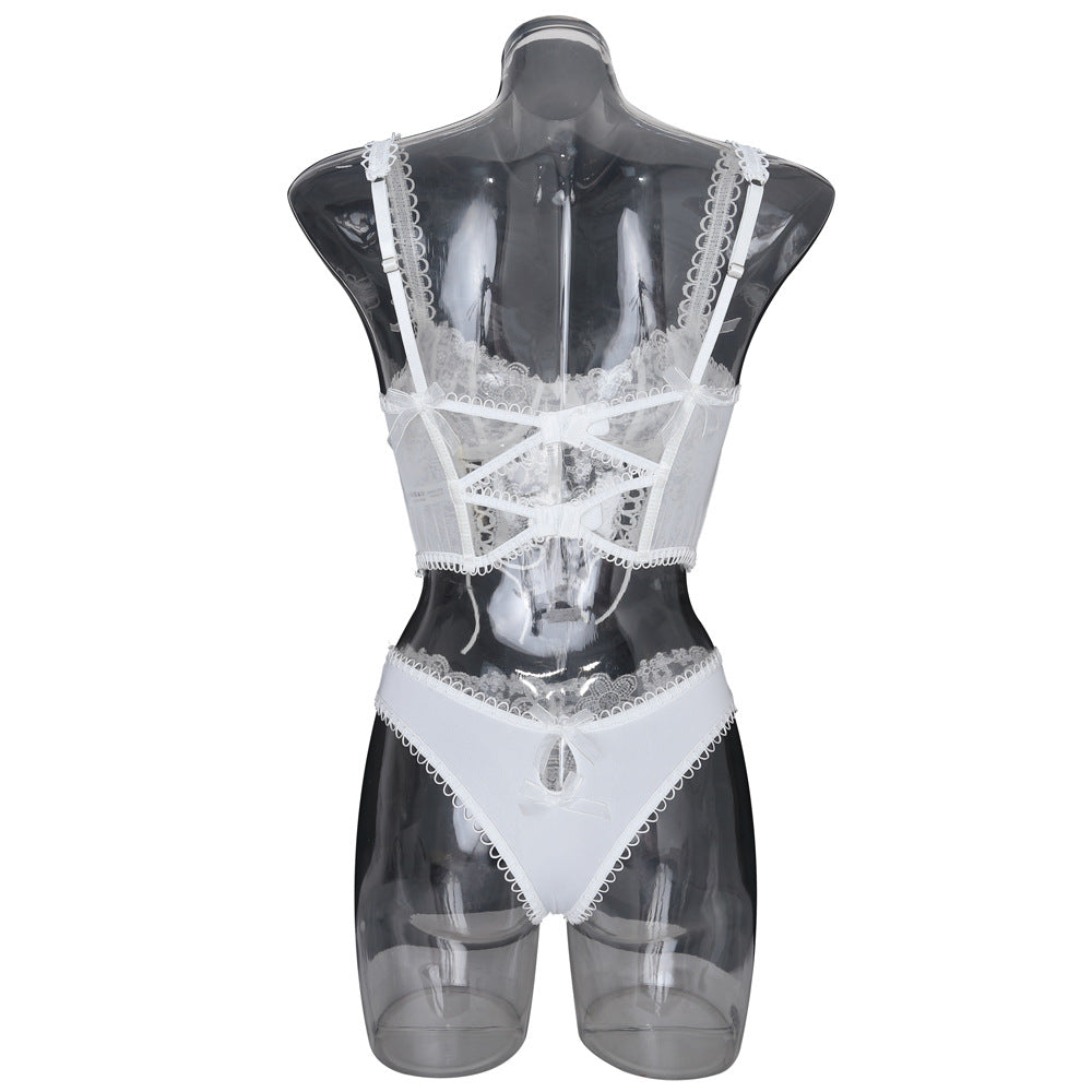 Ladies Floral Embroidery 2PCS Lingerie Corset Set SKLG4101