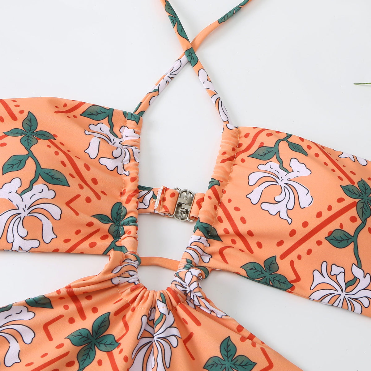 String Halter One Piece Swimwear with Cover SKSW40150
