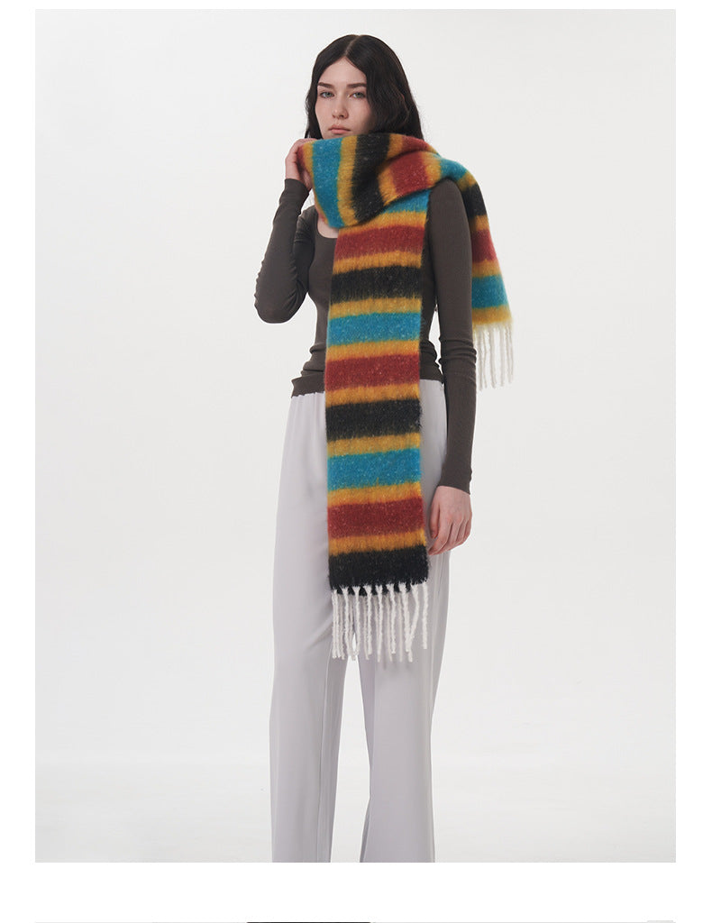 Ladies Color Block Stripe Everyday Scarf SKAS4196