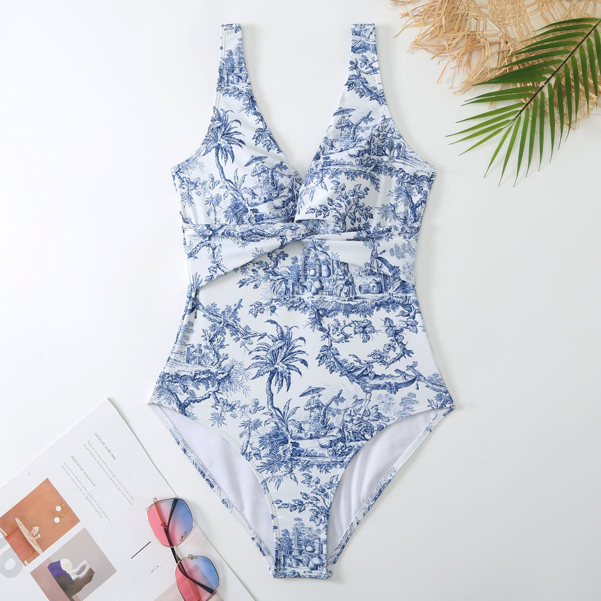 Ladies Floral Print One Piece with Cover SKSW40138