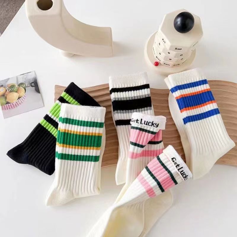 Ladies Color Block Stripe Over Ankle Socks SKASC4161