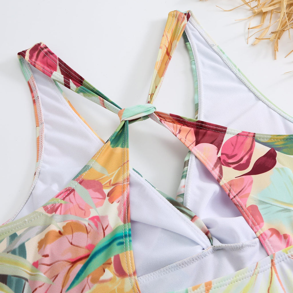 Ladies Floral Print One Piece with Cover SKSW40138