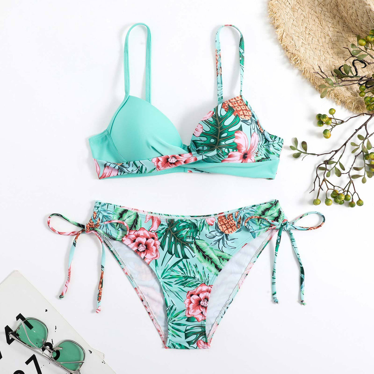 Ladies Floral Print 2PCS Biniki Set SKSW40102