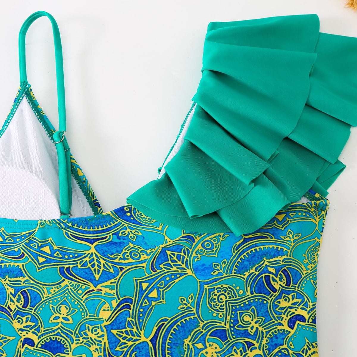 One Ruffle Shoulder One Piece with Cover SKSW40128