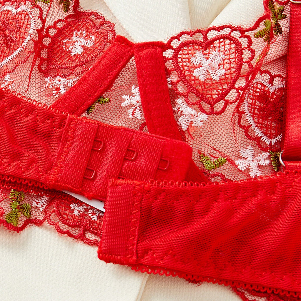 Ladies Heart Embroidery sexy 2PCS Lingerie Set SKLG4130