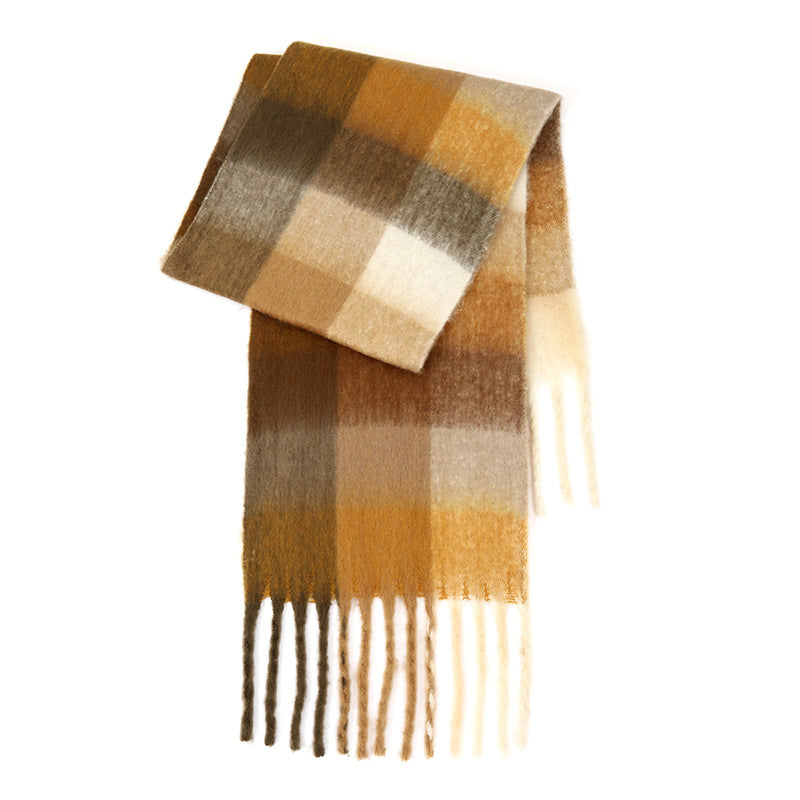 Ladies Color Block AC Plaid Daily Scarf SKAS4201
