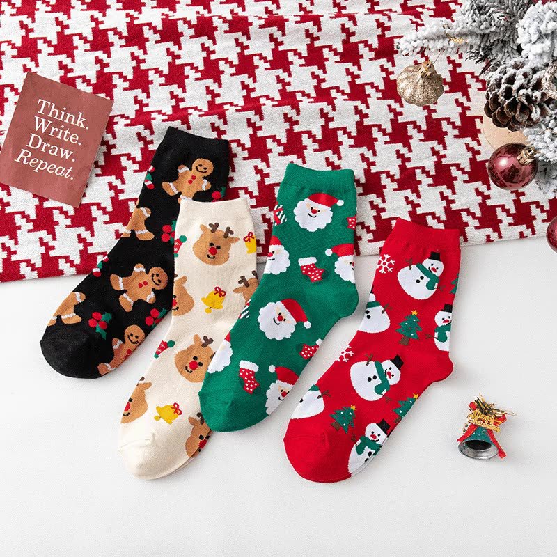 Ladies Merry Christmas Over Ankle Socks SKASC4178