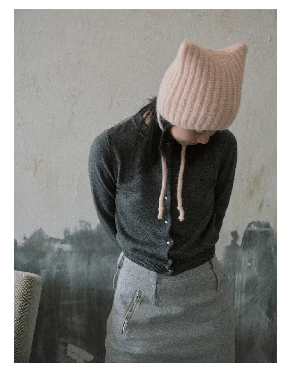 Ladies Solid Color Cat Ears Hat YH4049