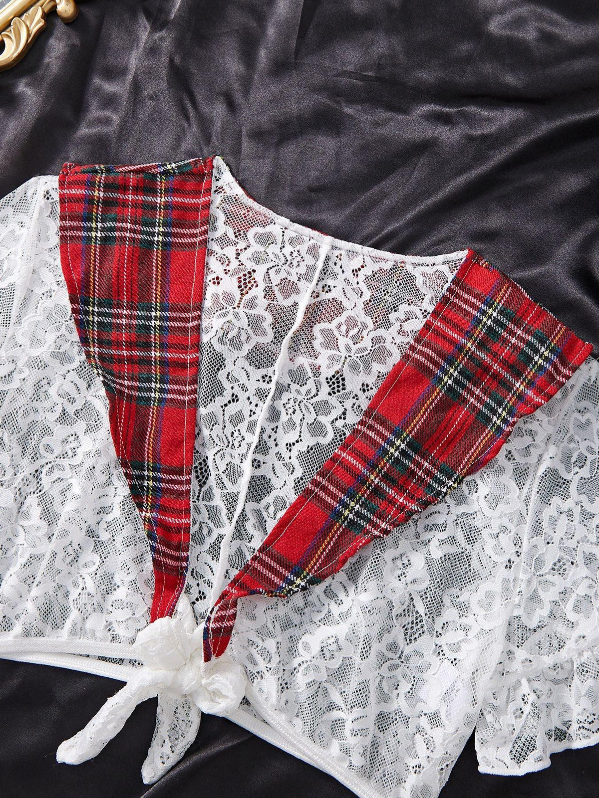 Ladies Costume Lace Crop Top Thong 5PCS Lingerie Set SKLG4010