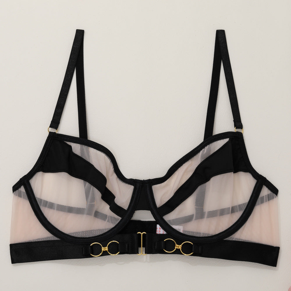 Ladies Color Block See Through 3PCS Lingerie Set SKLG4107